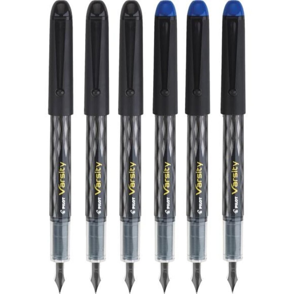 Disposable Fountain Pen 6-Pack Black & Blue Combo